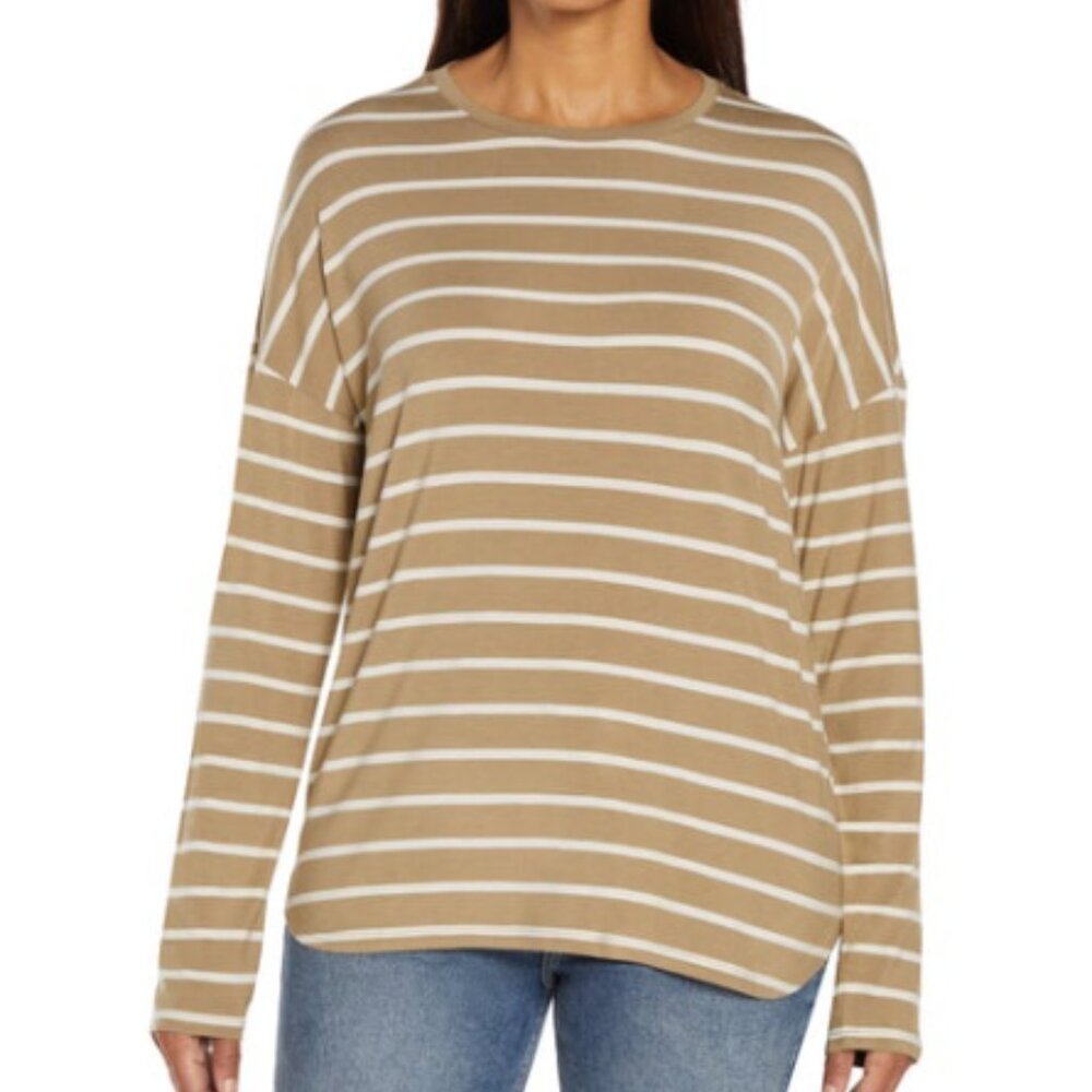 NWT Gap Women's Drop Shoulder Long Sleeved Striped Top Size 2XL $60 11HL045